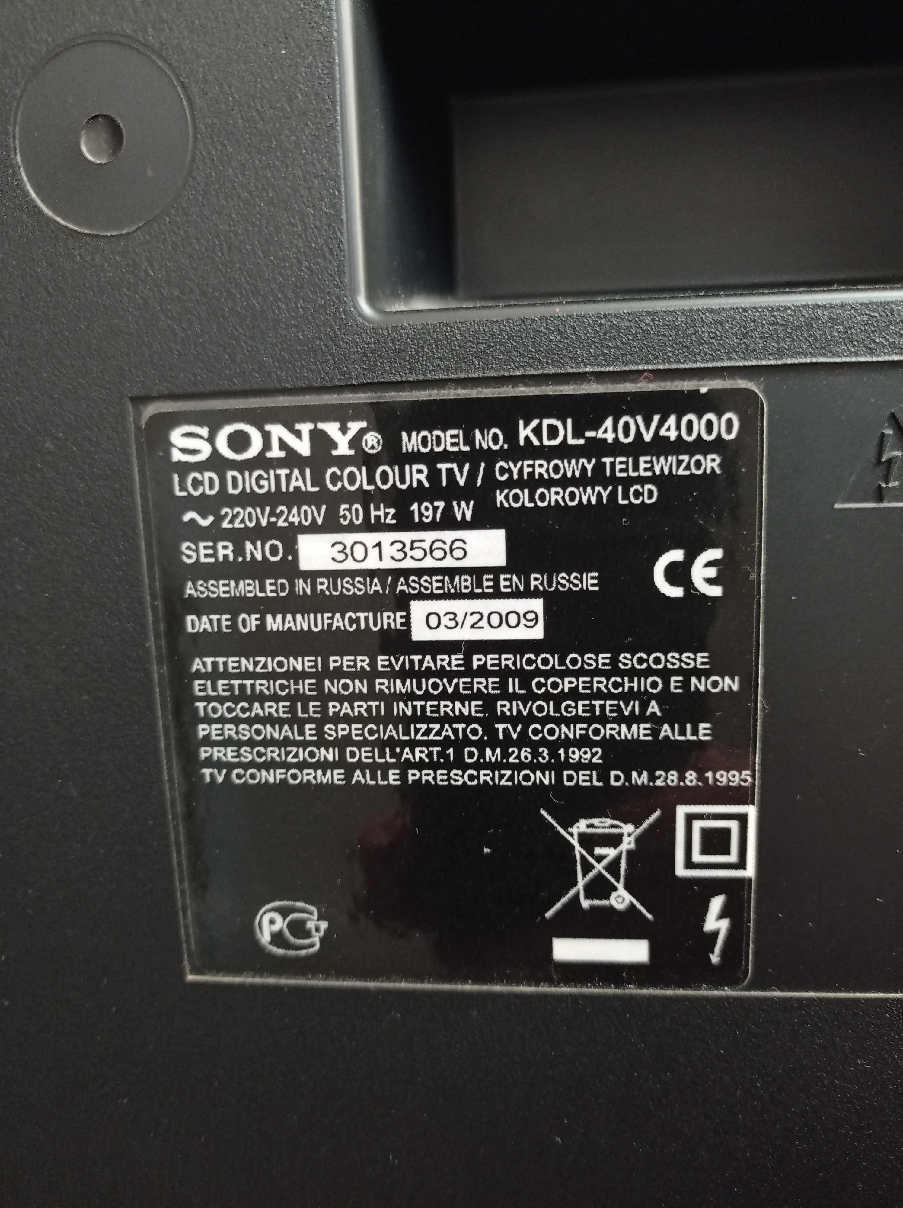 sony kdl-40v4000 - uszkodzony