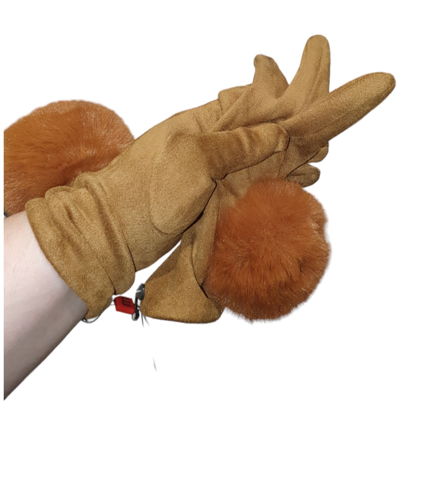 Ciepłe rękawiczki Monari z Pomponami Camel L XL