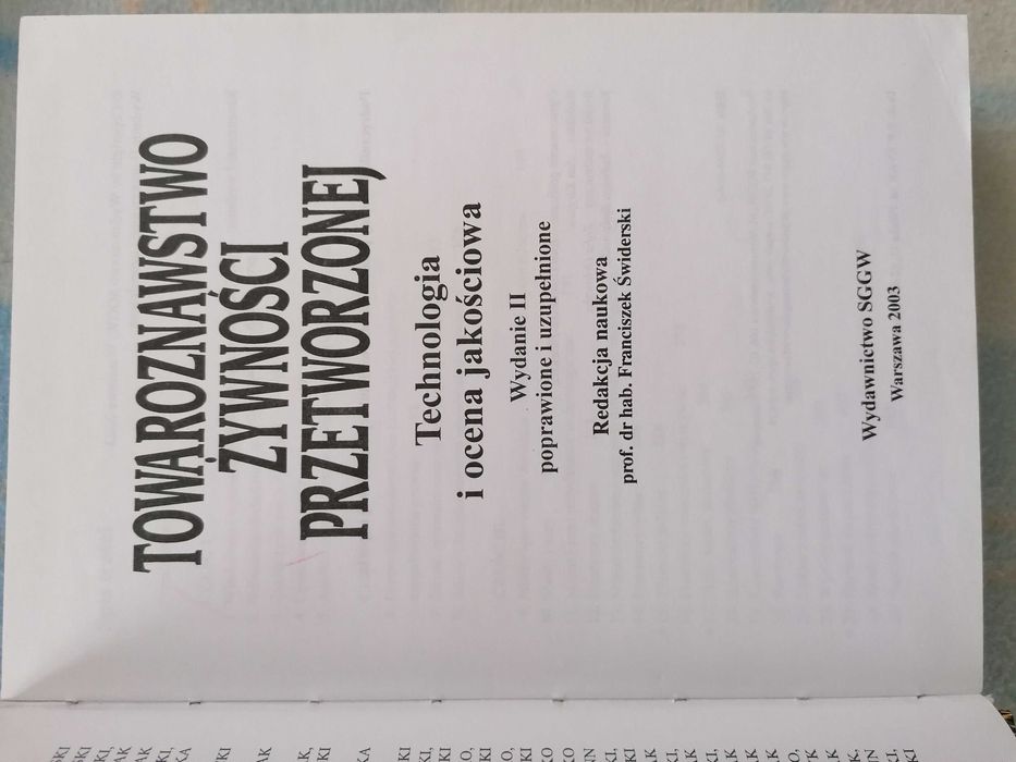 Towaroznawstwo Żywności Przetworzonej Świderski SGGW