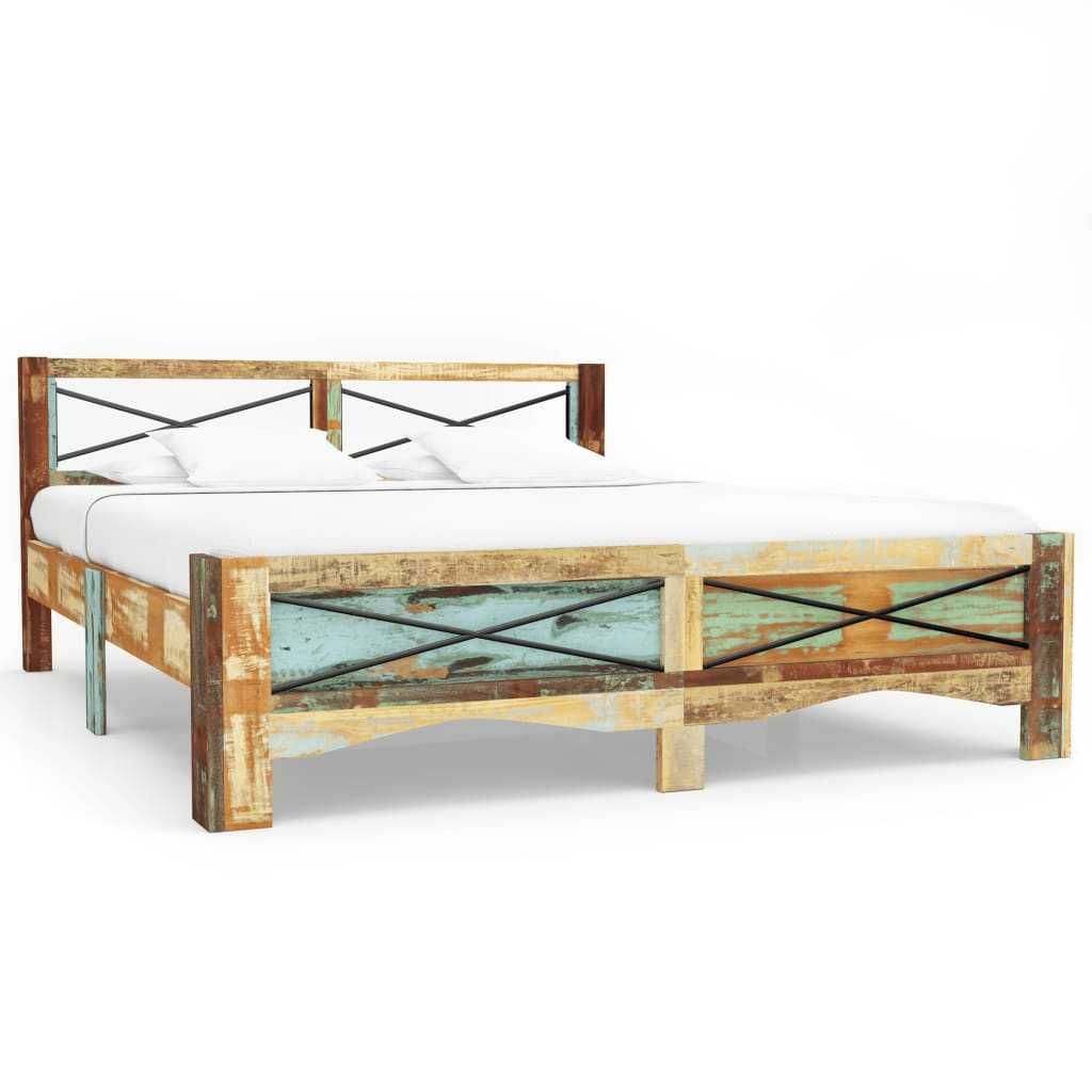Rama łóżka z litego drewna z odzysku, 140 x 200 cm