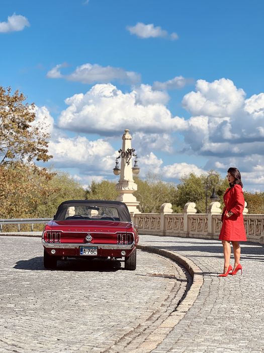 Ford Mustang Cabrio 1968r. Sesja zdjeciowa, Ślub, Wynajem, Kierowca