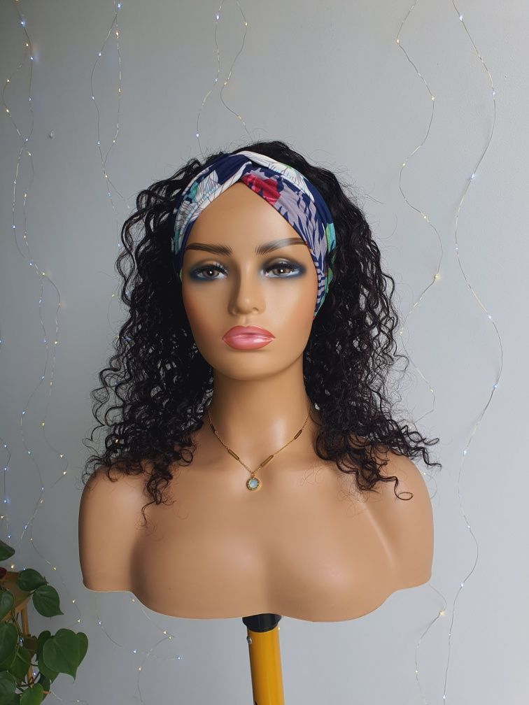 Peruka na opasce z włosów naturalnych loki 45 cm afroloki OP