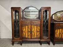 Kredens Art Deco witryna przeszklona kredens drewniany orzech marmur