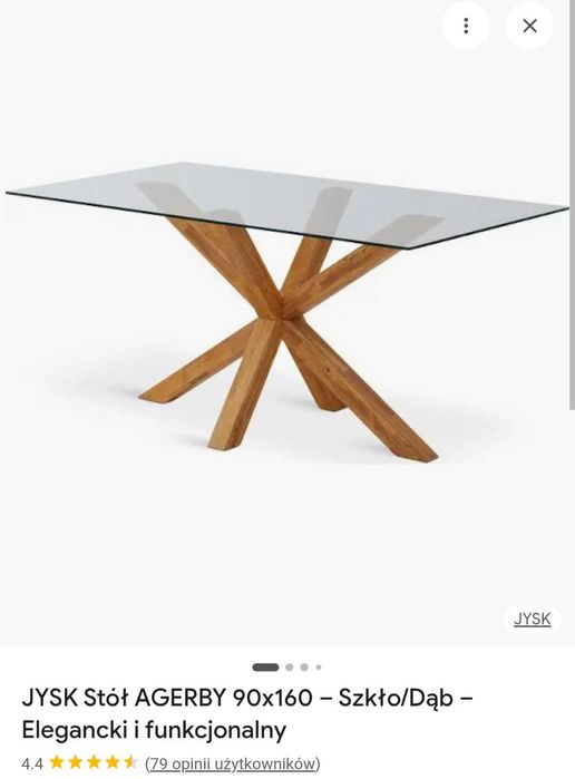 Stół szklany/dąb 160x90 agerby Jysk