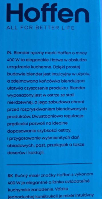 HOFFEN Blender ręczny funkcja TURBO 400 W czarny