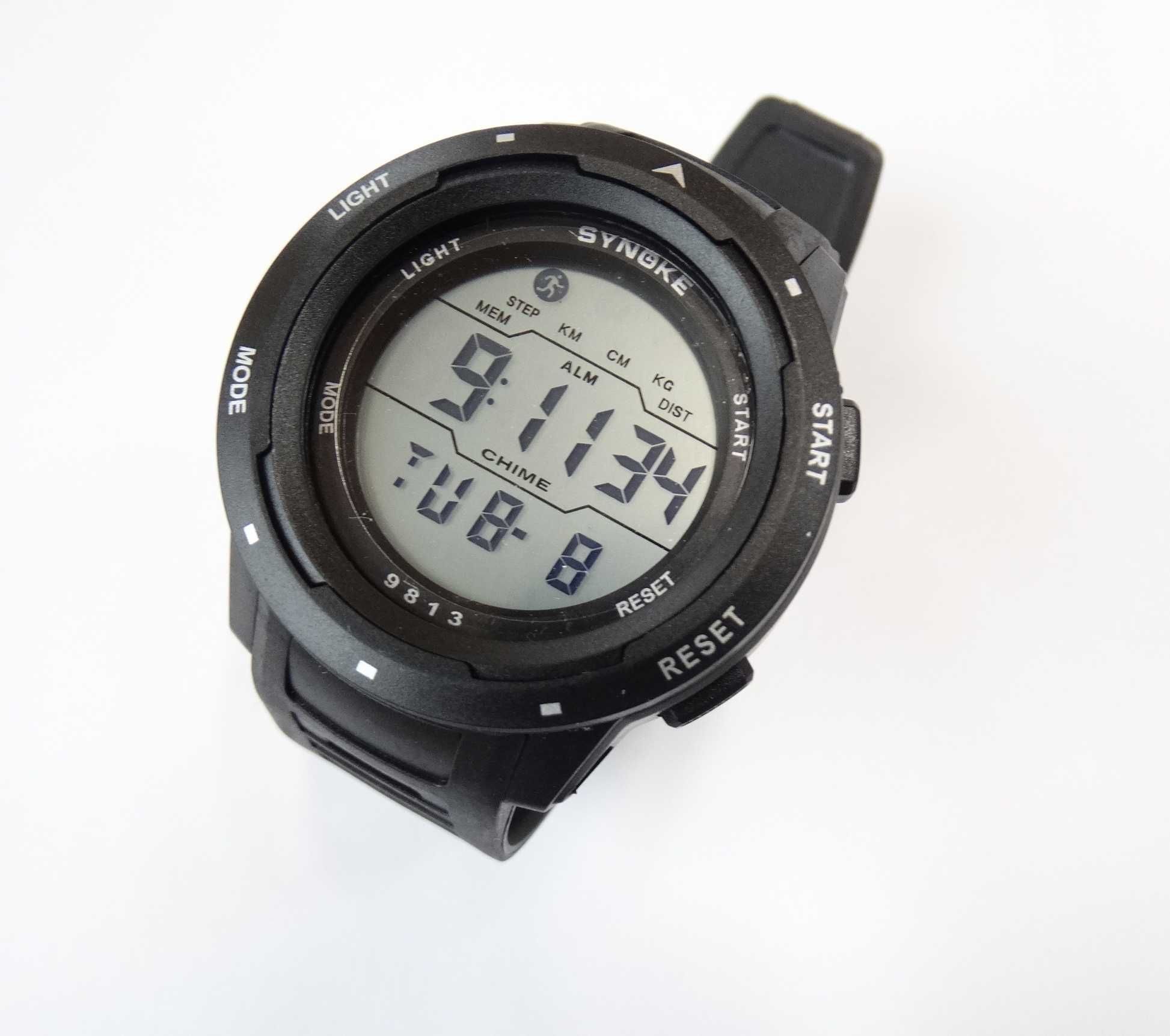 Czarny zegarek elektroniczny Synoke unisex sportowy stoper WR50 LED