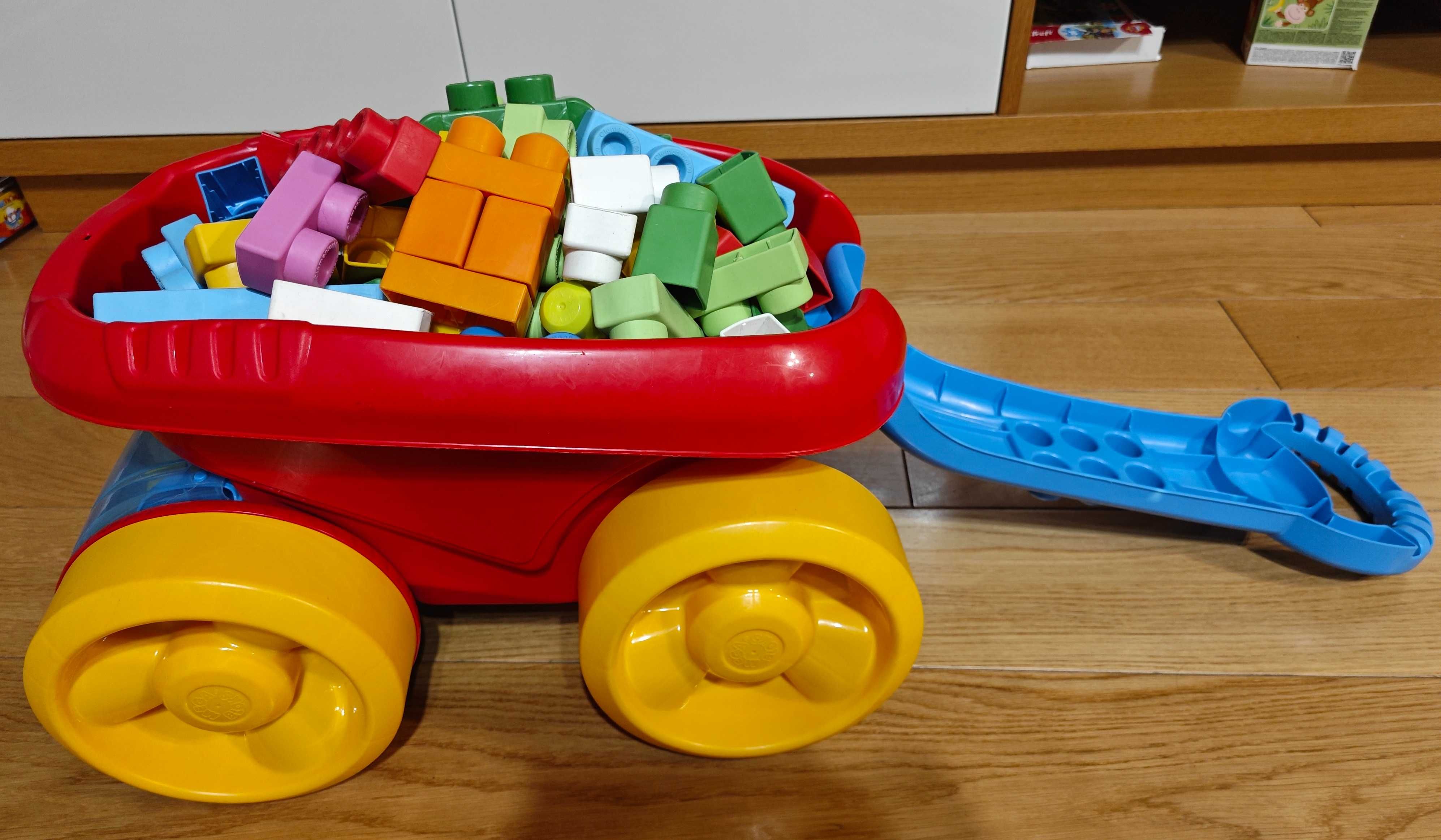 Fisher Price Mega Blocks wózek zbieracz klocków + klocki plastikowe