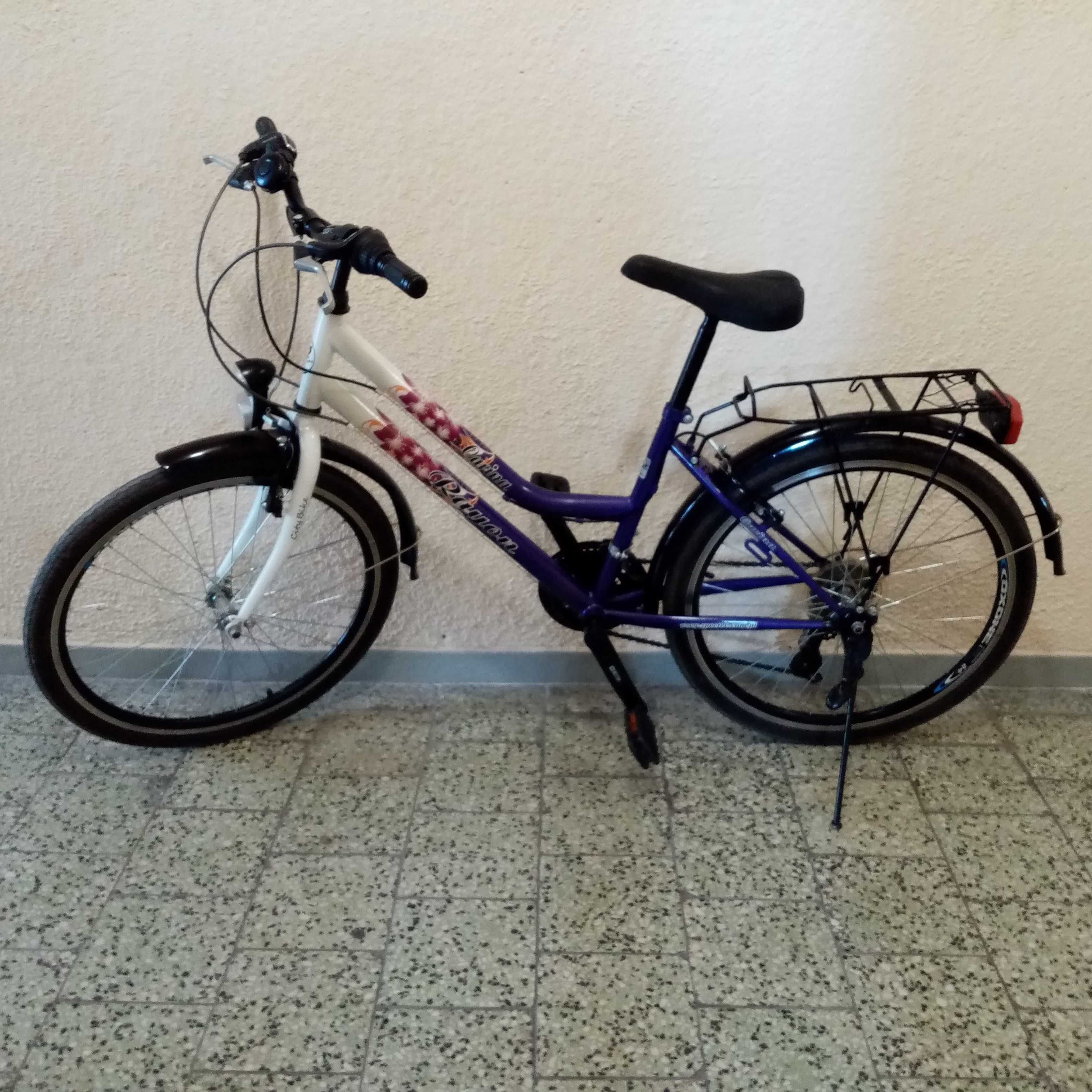 Carina rower miejski damka - koła 24 cali, kolor biały / fioletowy