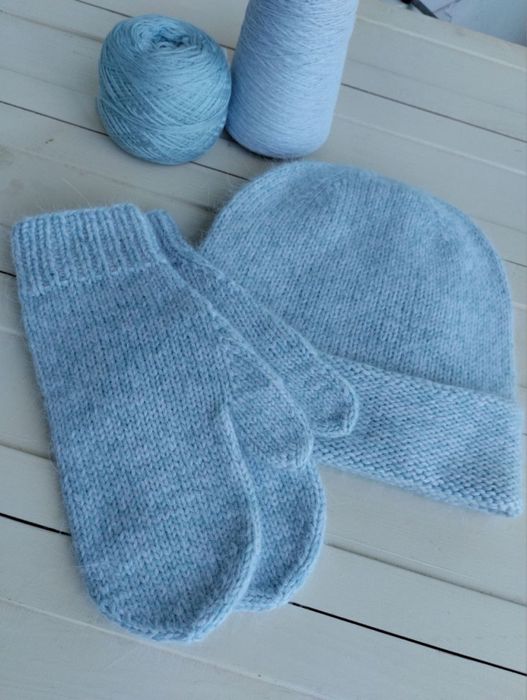 Комплект шапка та рукавички. Ангора