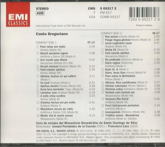 Coro de Monges Monesterio Santo Domingo Silos- Canto Gregoriano (2 CD)