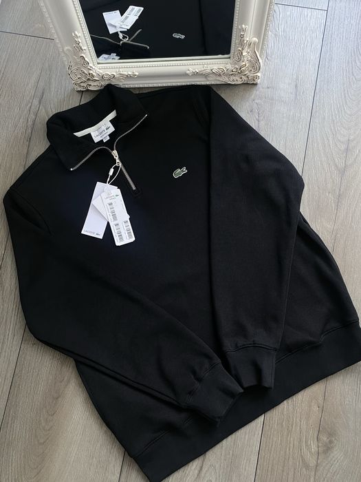 Кофта Lacoste, зипка полузамок 1/3, зип, чорна кофта лакосте