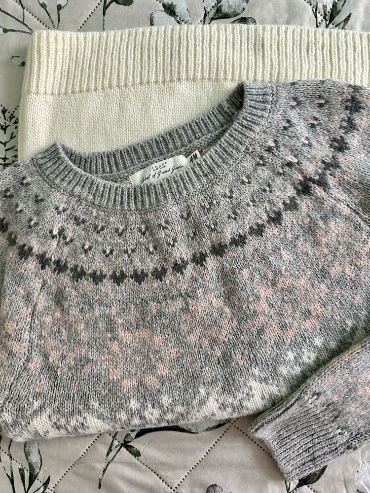 H&M, nowy gruby sweter, wzorzysty; XS