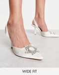 London Rebel 38 Czółenka Zdobione Na Słupku Ivory R12591