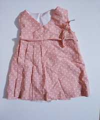 sukienka różowa letnia w kropki 3 6 miesięcy kopertowa 68 cm