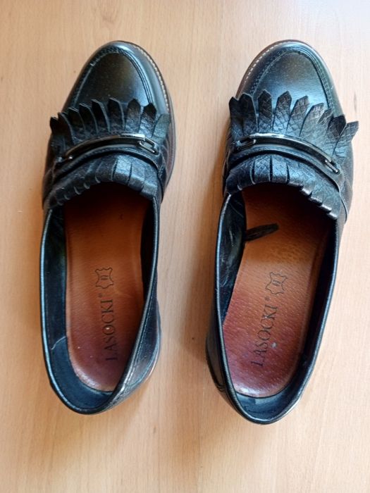 Lasocki 36 mokasyny damskie skórzane espadryle saszki loafersy