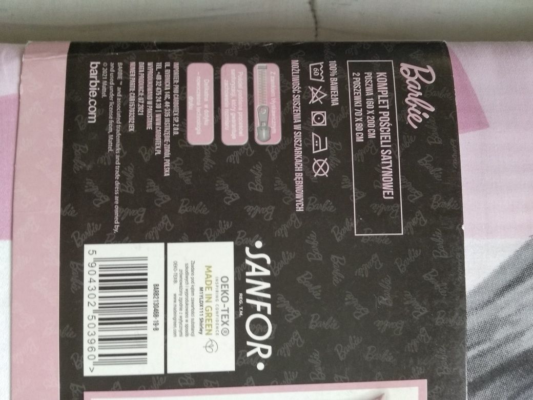 NOWA pościel satynowa Barbie 160x200 + 2 poszewki 70x80