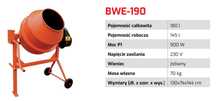 Betoniarka mieszalnik ALTRAD BELLE BWE-190 certyfikat CE