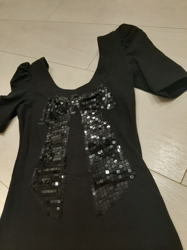Sukienka z kokardą XS - S mała czarna SYLWESTER impreza