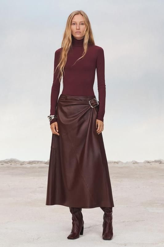 100% шкіряна спідниця ZARA з пряжкою