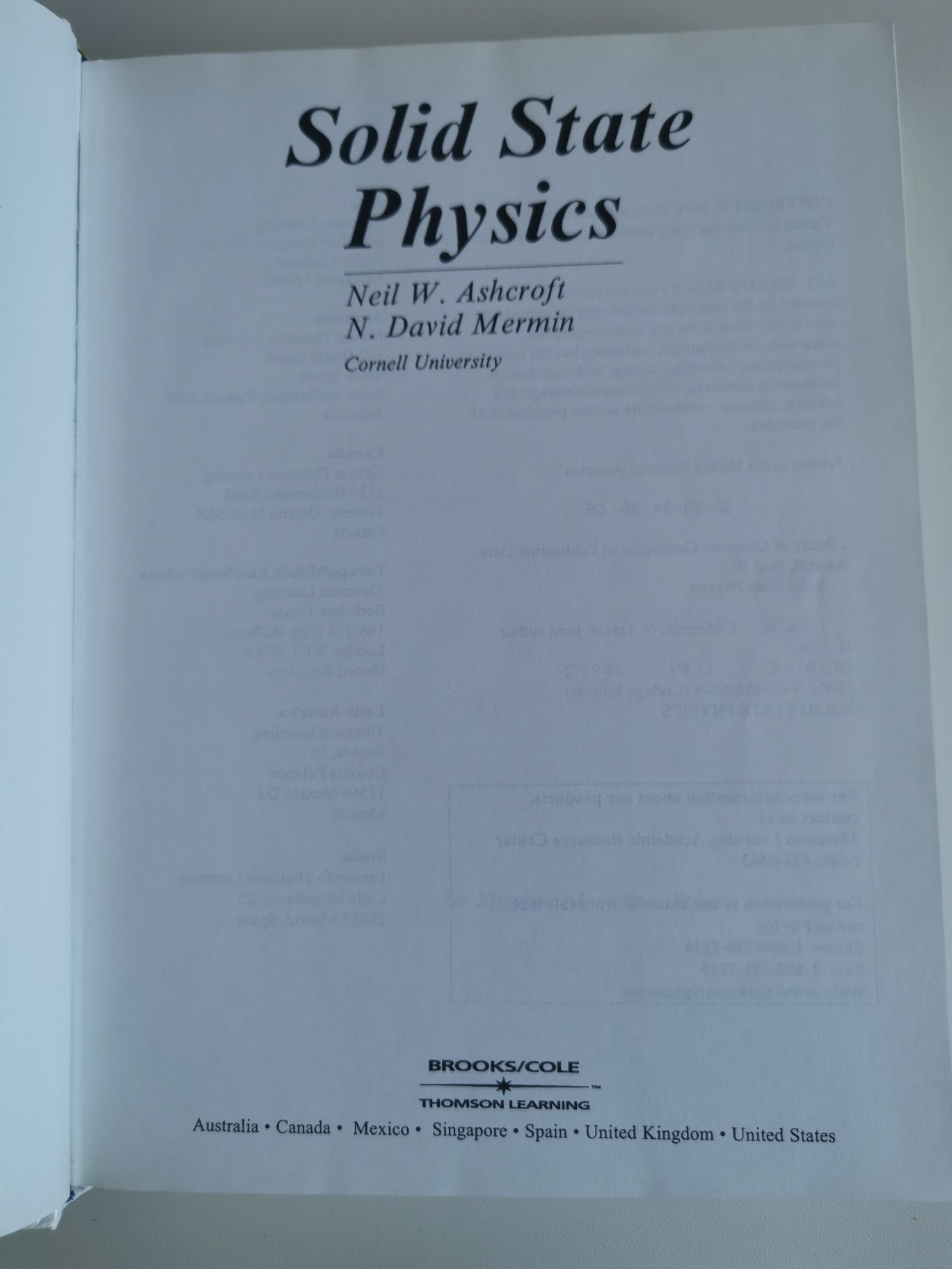 Solid state physics Ashcroft Mermin