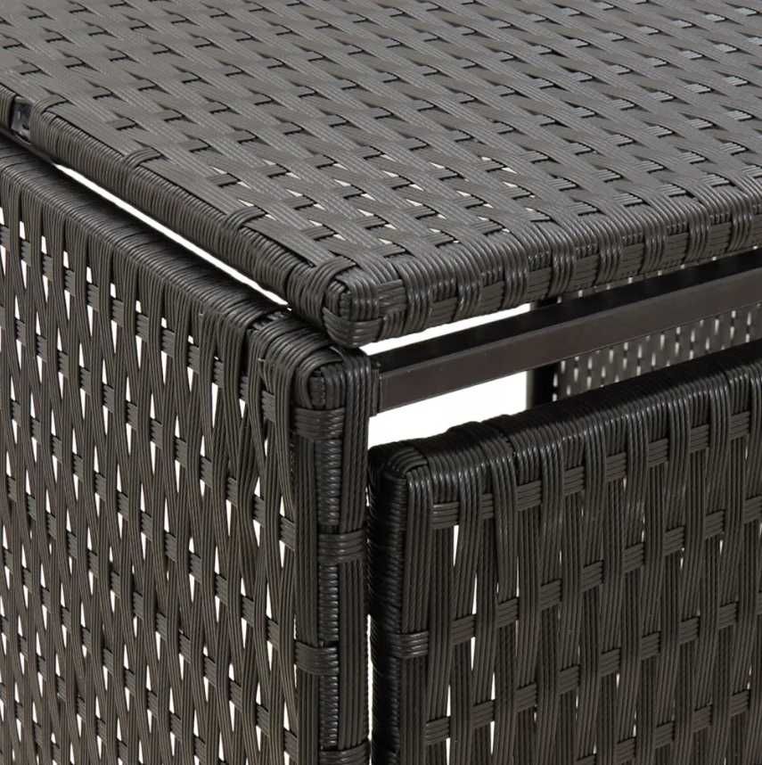 Osłona na 4 kosze na śmieci, czarna, 274x80x117 cm, polirattan