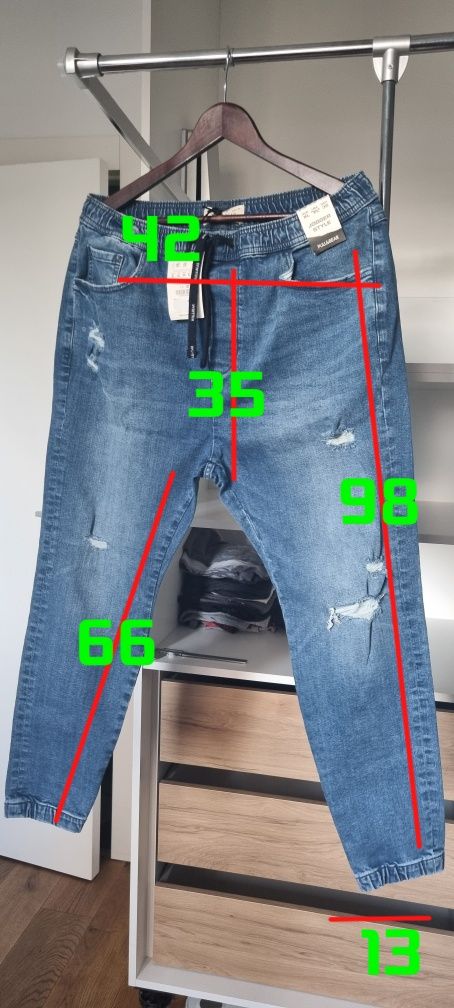 Spodnie jeansy męskie jogger r. XL