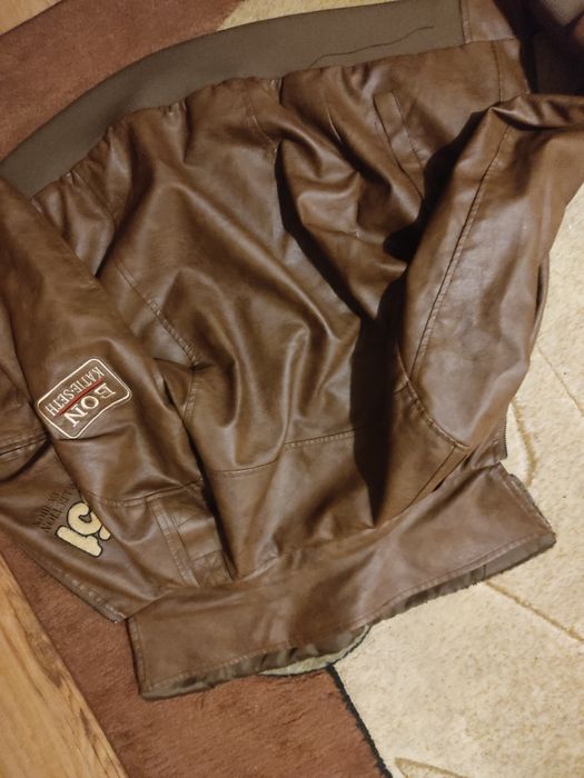 Męska ocieplana Kurtka zimowa typu biker skóra naturalna stan nowy