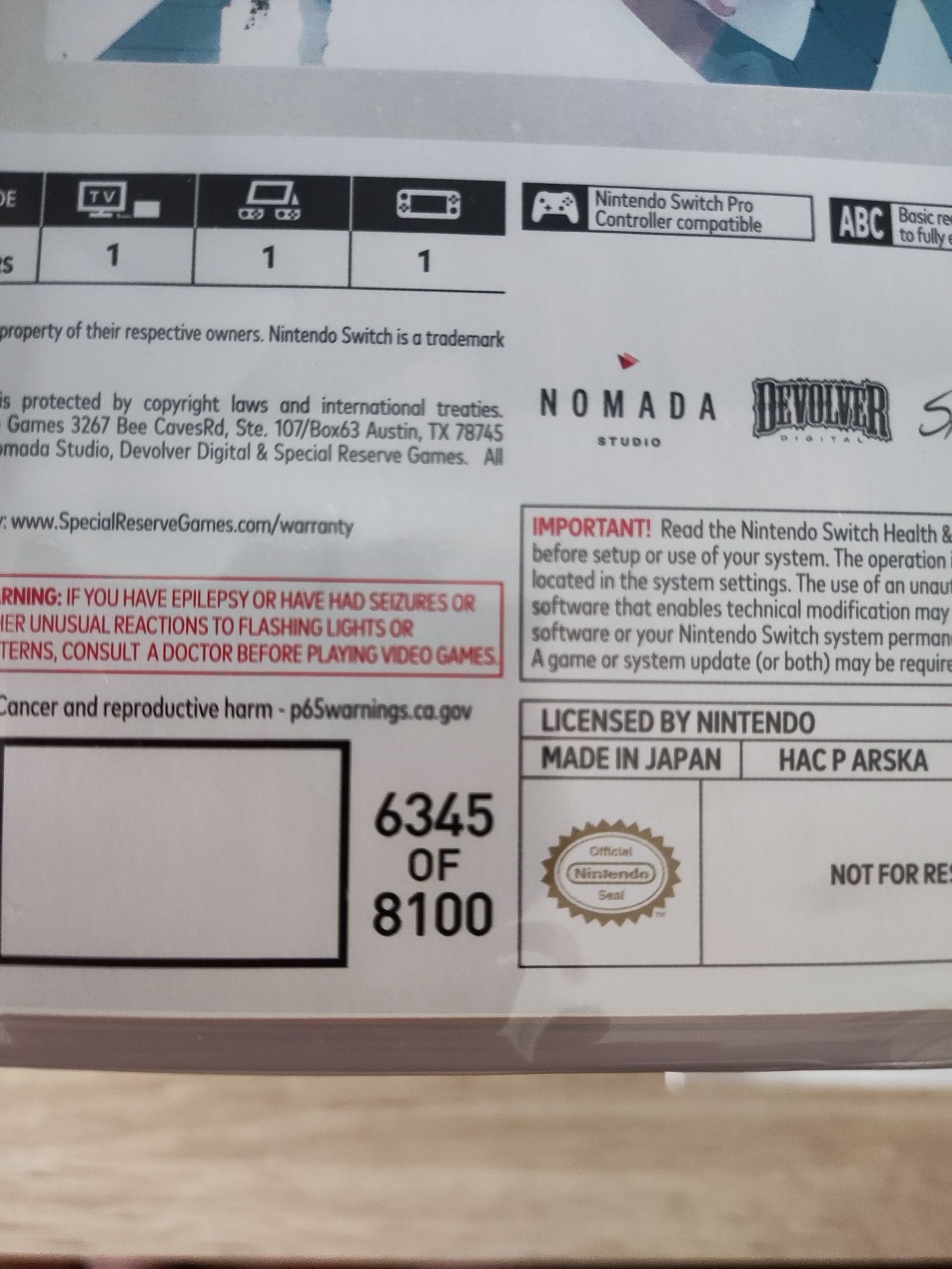 Edição especial Gris numerada nintendo switch
