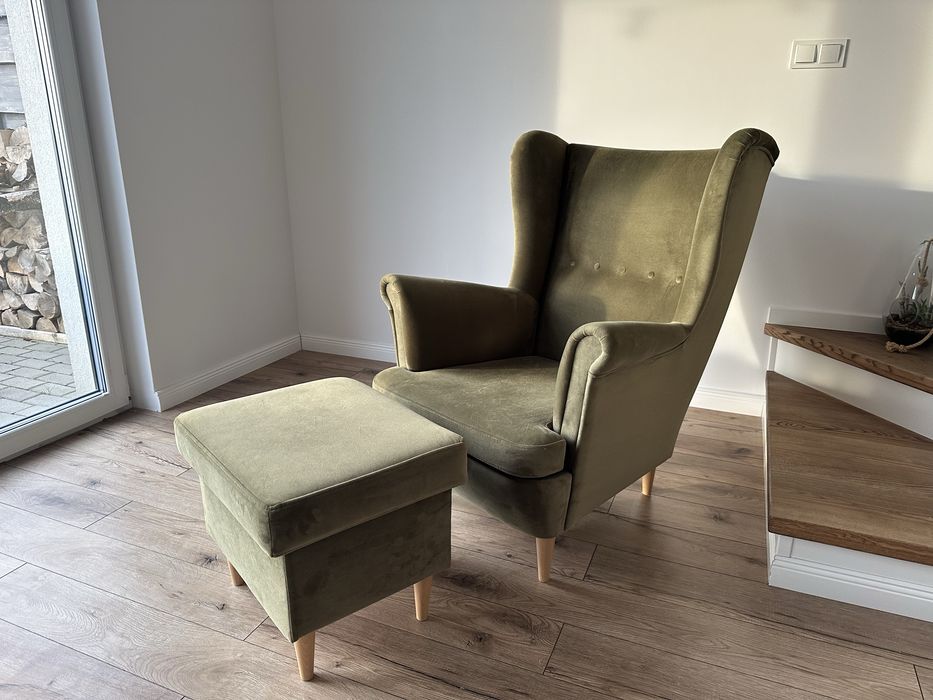 Fotel uszak z podnóżkiem - zielony!