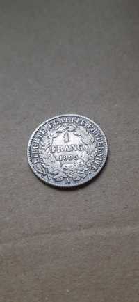 Moneta 1 Frank 1895r. Francja Srebro