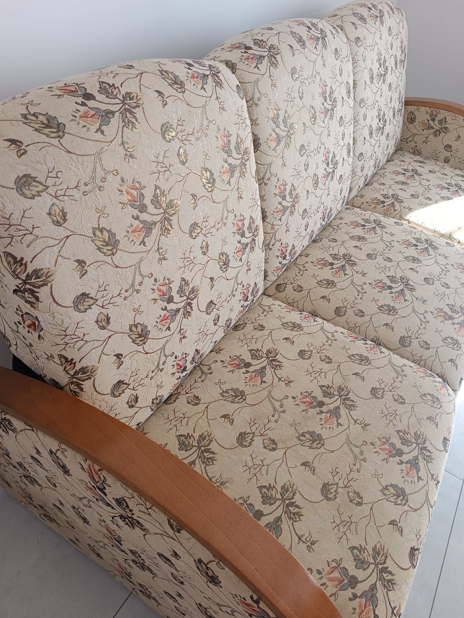 Wypoczynek w kwiaty róże wersalka 2 fotele komplet kanapa sofa zestaw