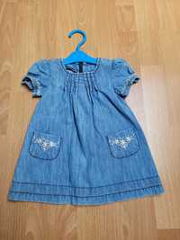Sukienka niemowlęca,krótki rękaw, jeansowa, rozmiar 74
