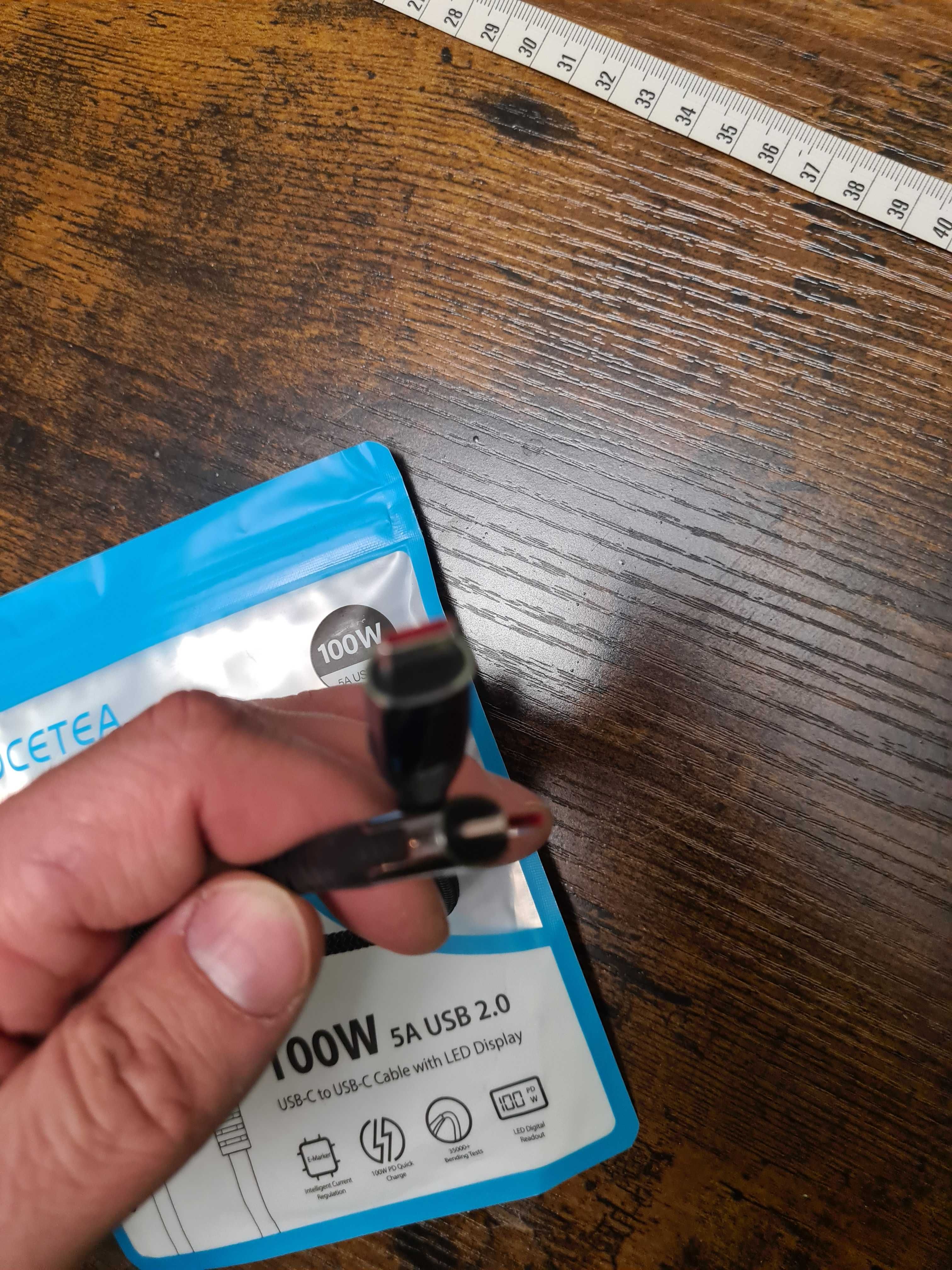 Ocetea Kabel USB C do USB C 100W, 30 cm PD Kabel z Wyświetlaczem