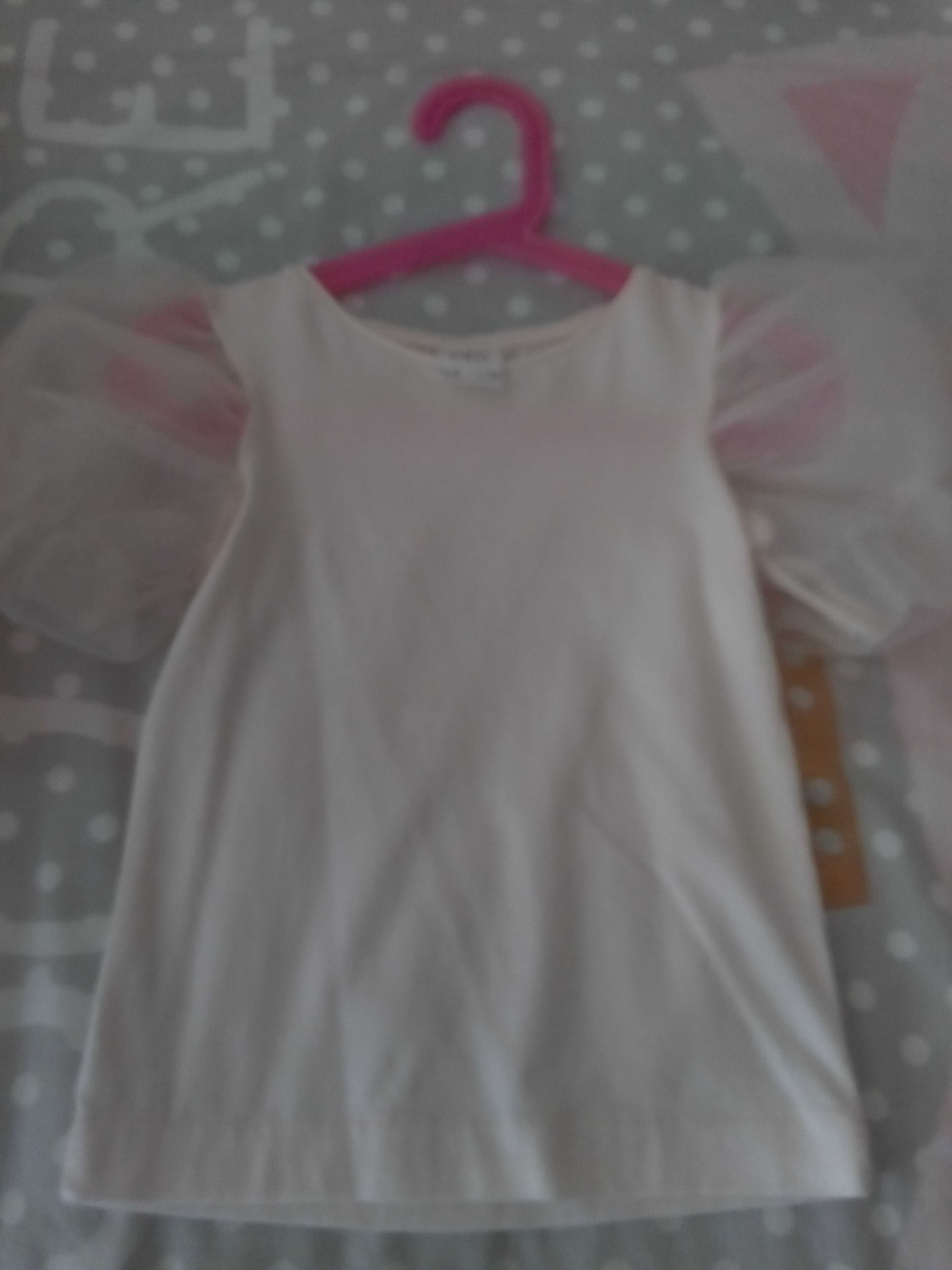 Blusa menina rosa com mangas tule