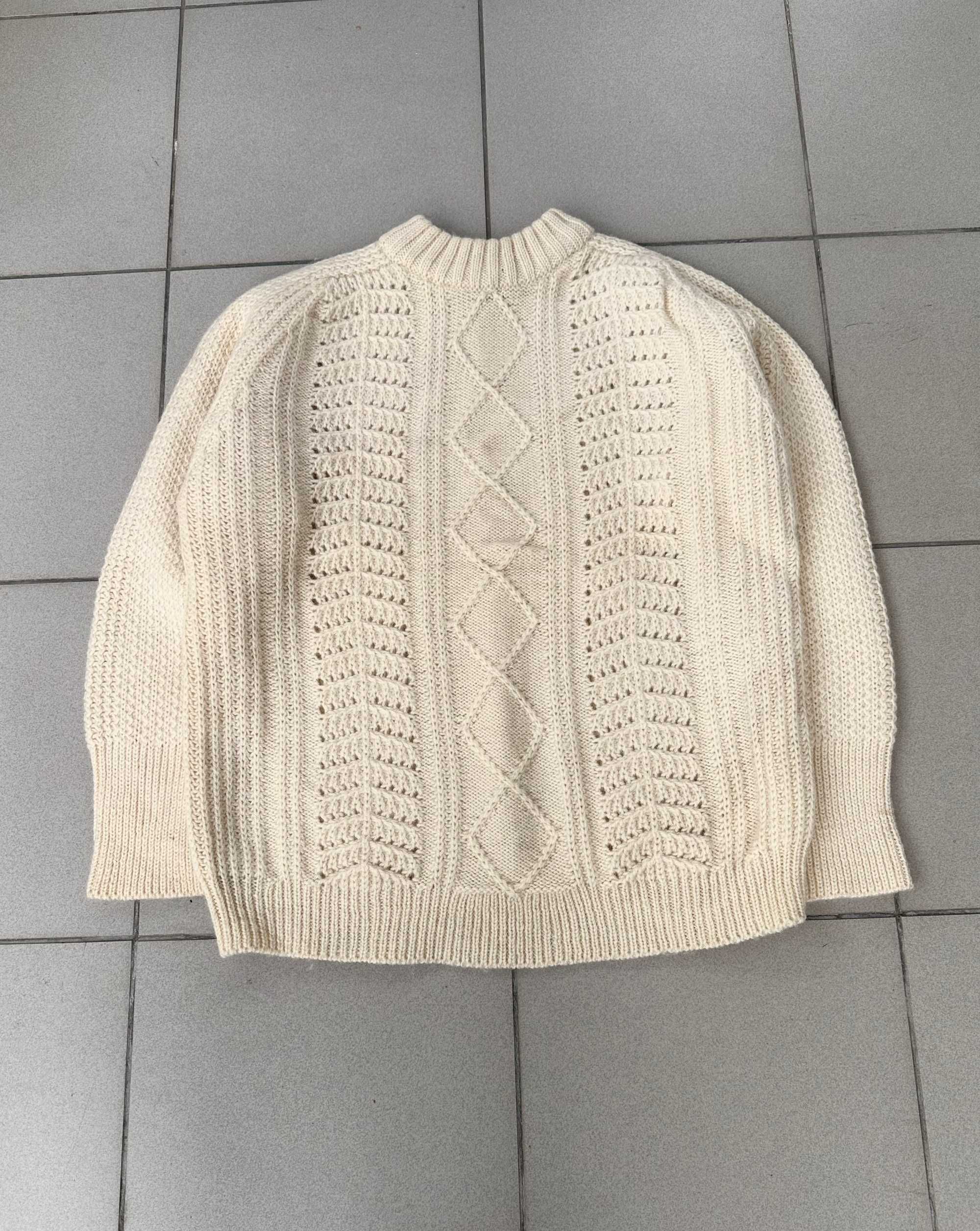 Sweter wełniany damski kremowy oversize old money r. L