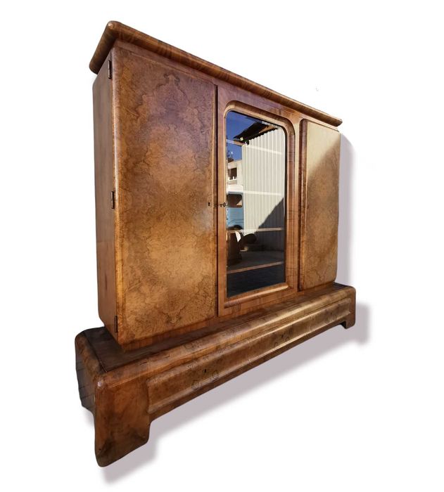 Komplet gabinetowy Art Deco z 1930 roku. Biurko i biblioteka.