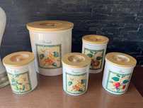 Ceramiczne pojemniki na kawę cukier chleb owoce Cloverleaf