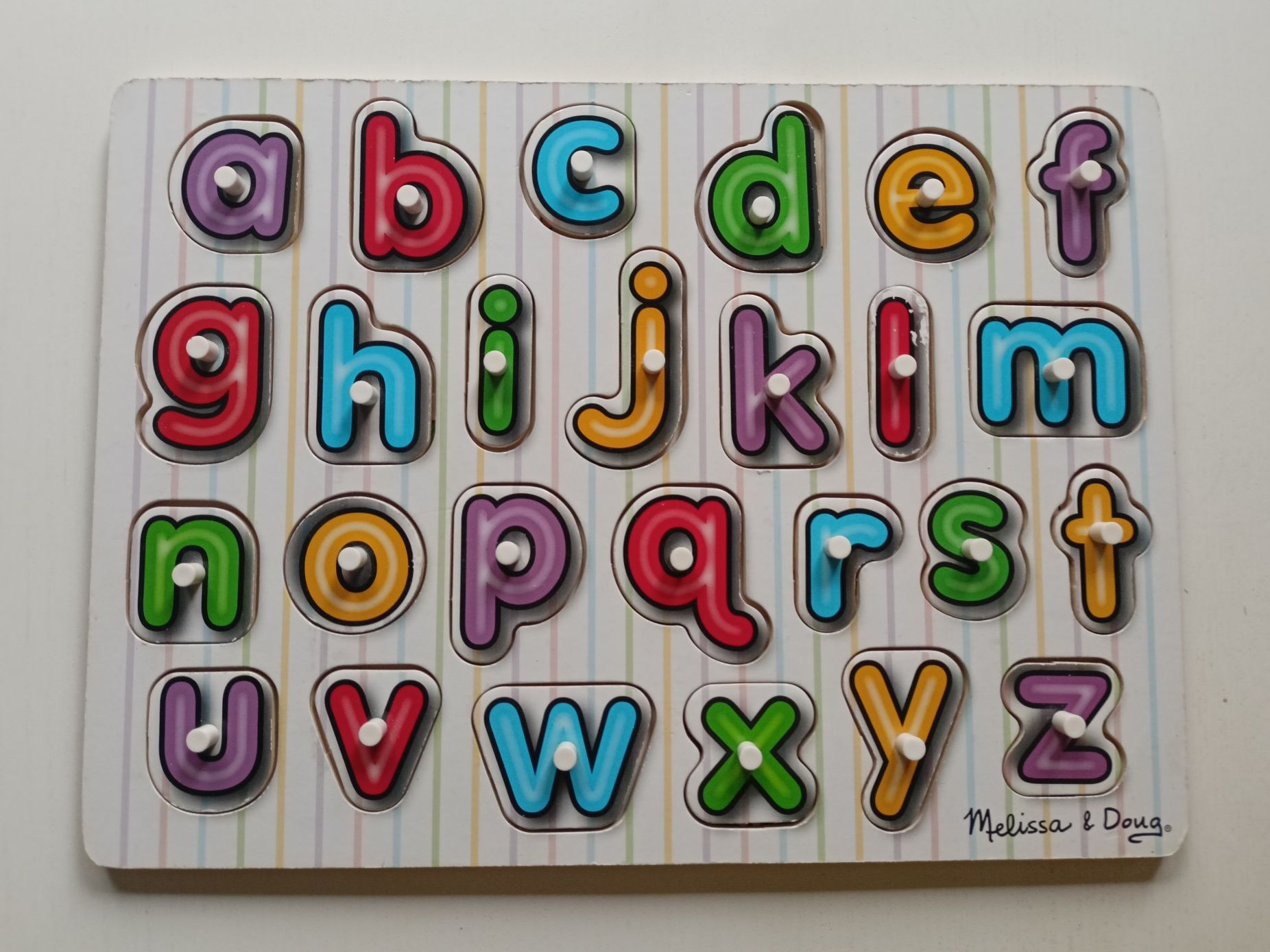 Drewniane puzzle literki alfabet Melissa&Doug wersja ANGIELSKA