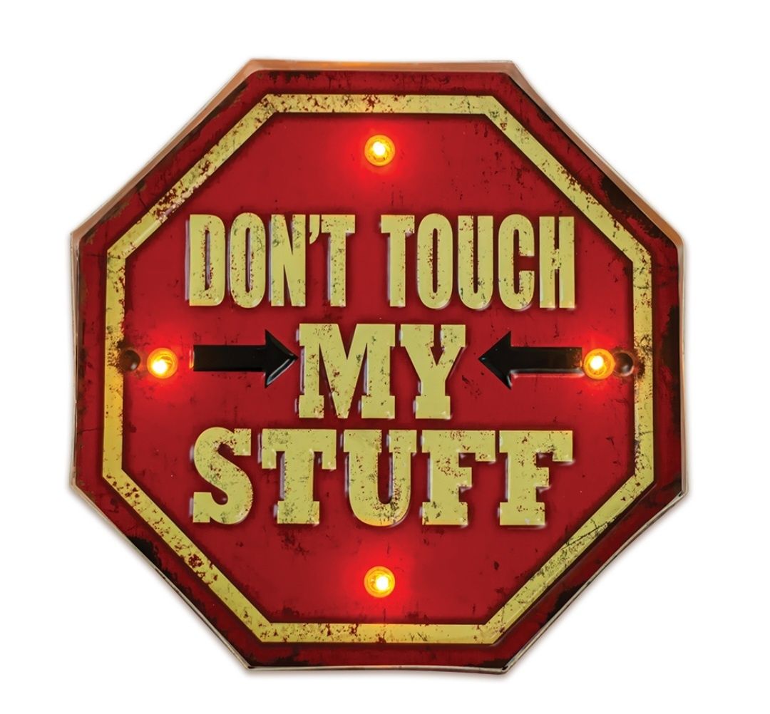 Znak RETRO LED Don't Touch my stuff Nie dotykaj moich rzeczy 

Nie dot