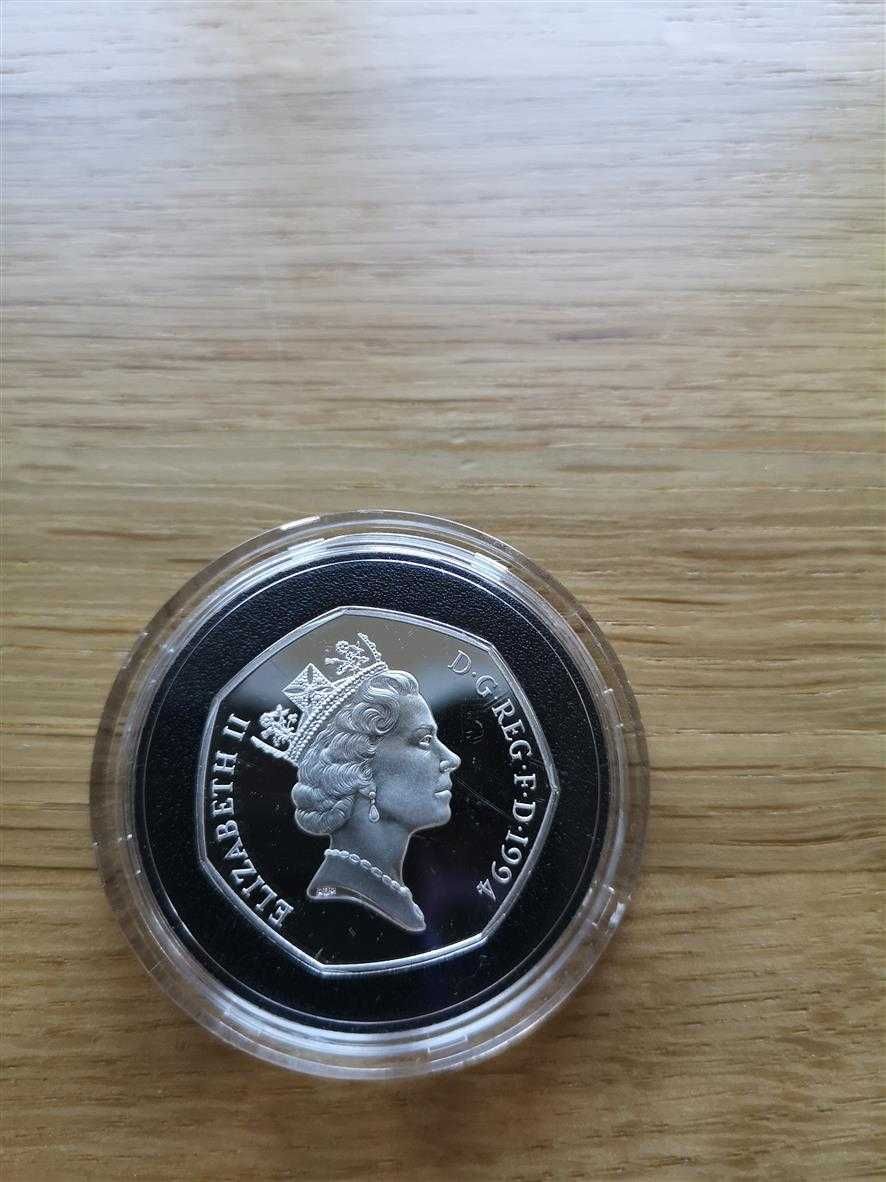 Moneta kolekcjonerska 50 pence d day 1994 silver proof