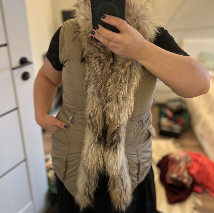 Kamizelka bezrekawnik ocieplacz oryginal Bogner 42 pierze i futro