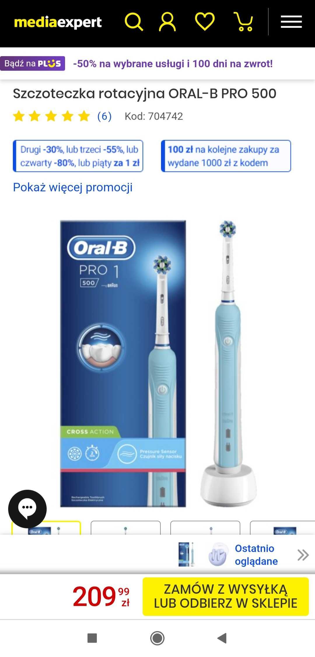 Szczoteczka elektryczna rotacyjna ORAL-B PRO 500 - PREZENT Dzień Matki