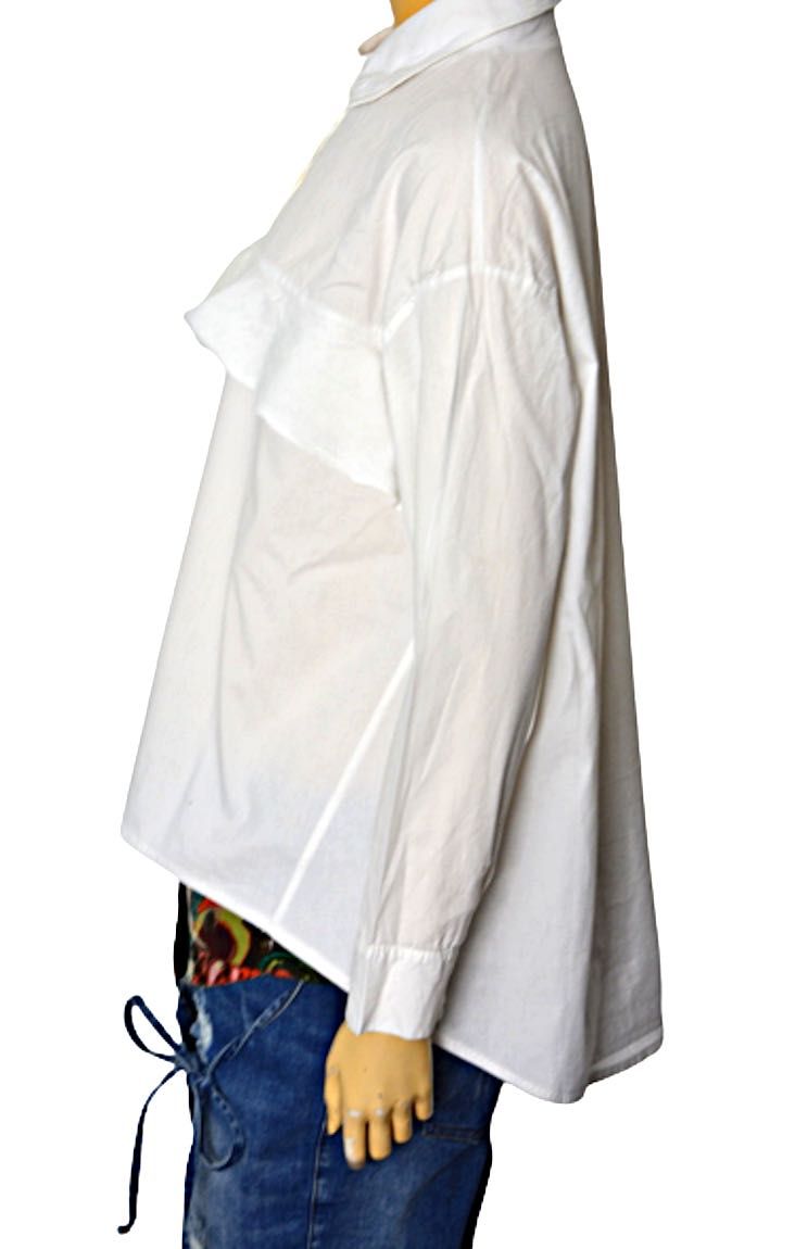 Włoska bawełniana bluzka asymetryczna falbany l xl xxl 40 42 44