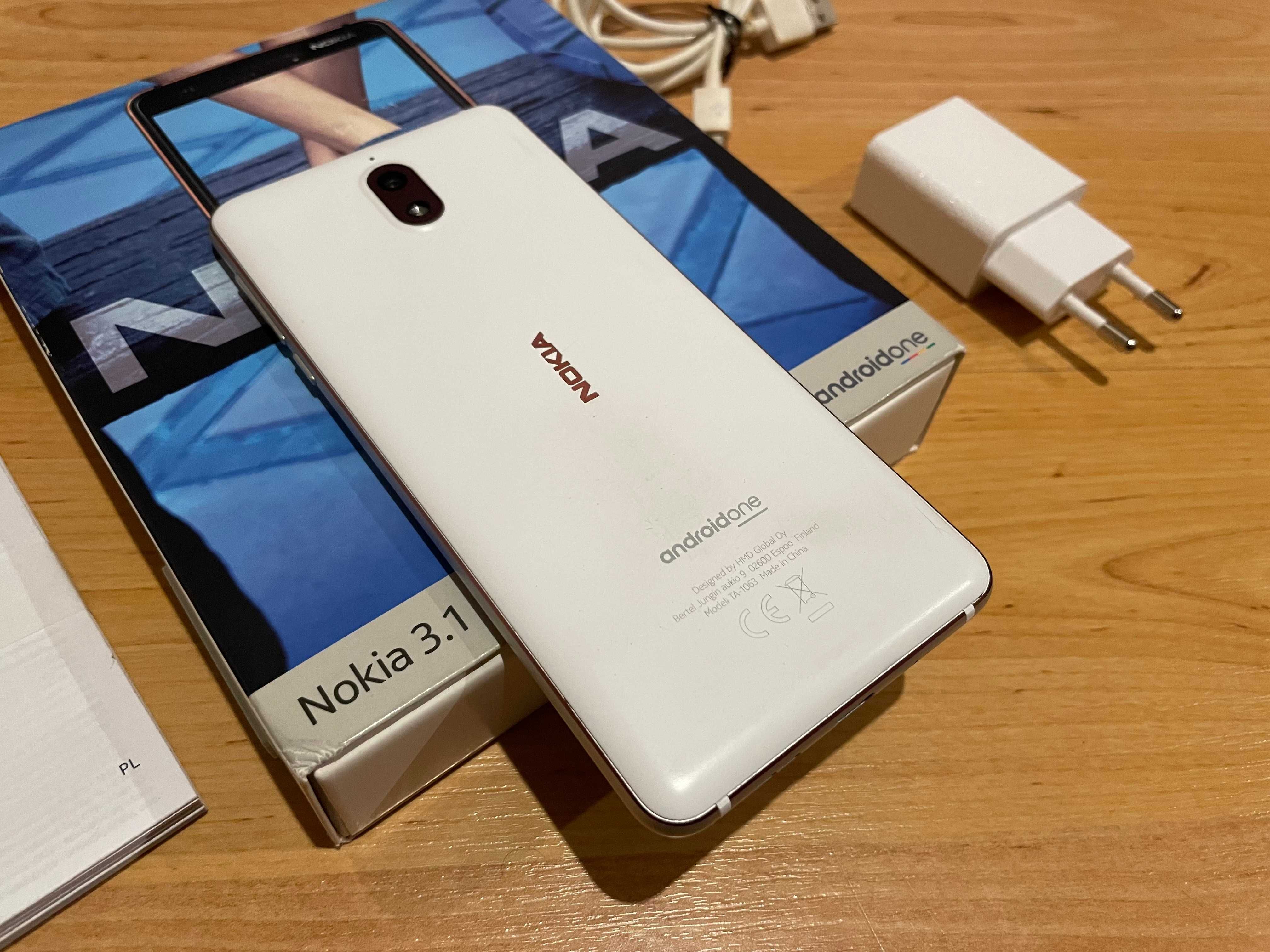 Smartfon Nokia 3.1 super stan śnieżny biały CZYSTY android one telefon