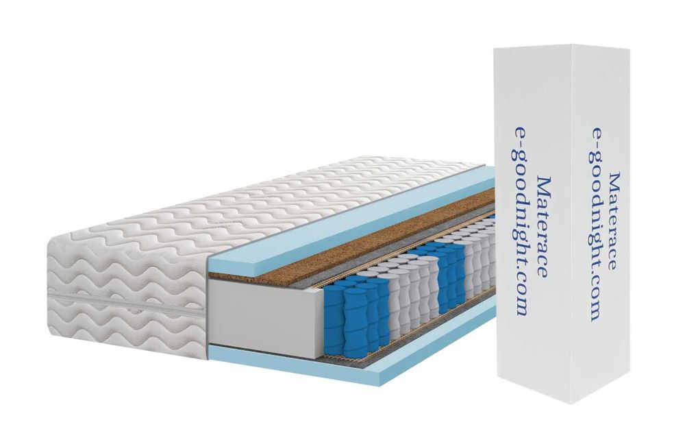 Materac kieszeniowy Pocket kokos HARD 22 H3/H4 twardy 180x200x28 BIAŁY