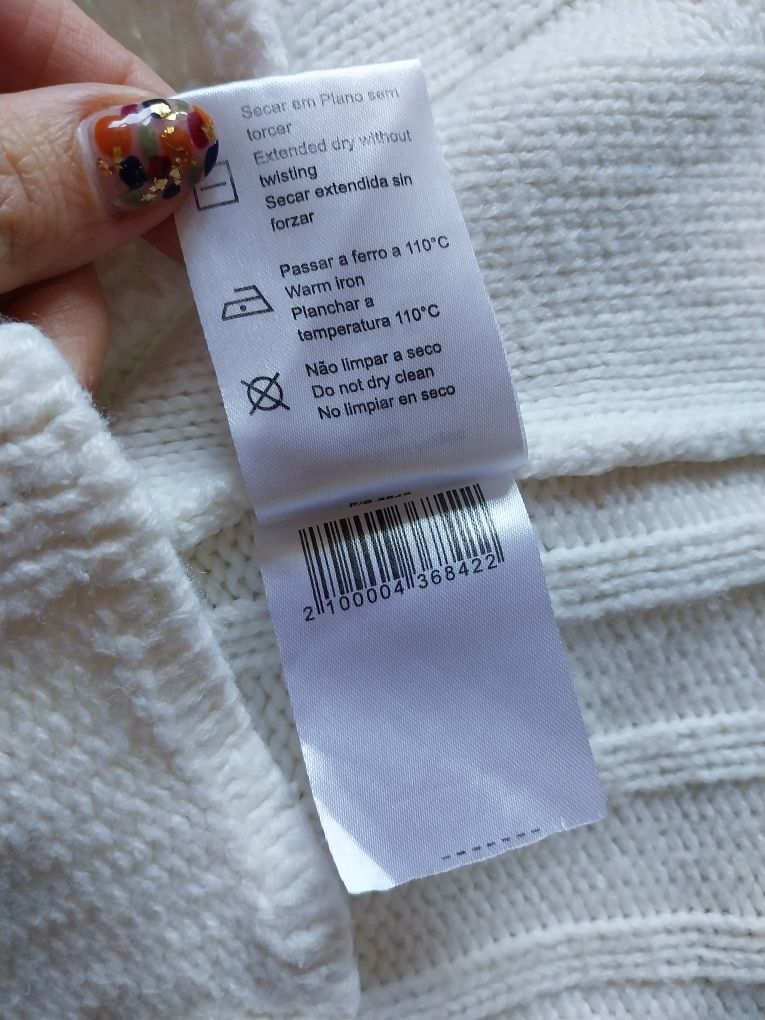 Cardigan cor branco pérola | Barred's | malha quente inverno | XXL