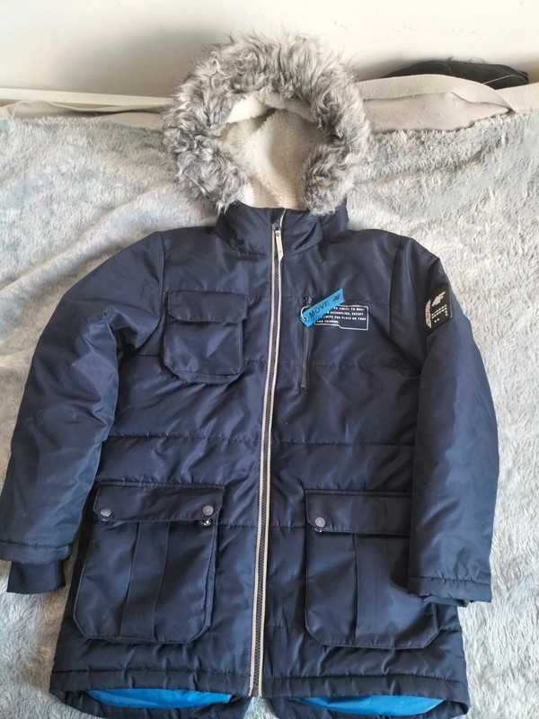 Kurtka zimowa 4f 146 parka granatowa membrana 5000