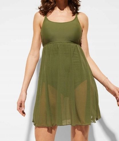 B.P.C sukienka kąpielowa z siateczką khaki r.54