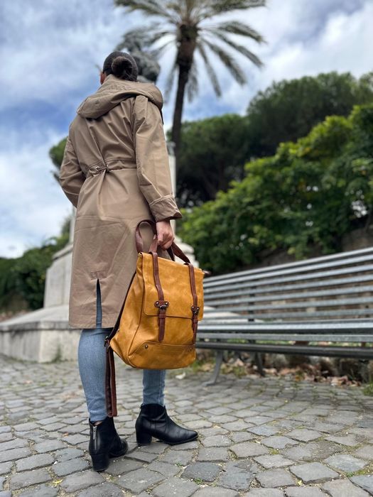 Stylowy skórzany włoski plecak vintage - Unisex