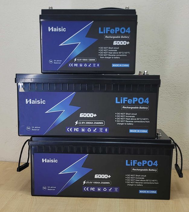 Акумулятор LiFePo4 12В 100 200А 24В 100А Активний баланс 5А Bluetooth
